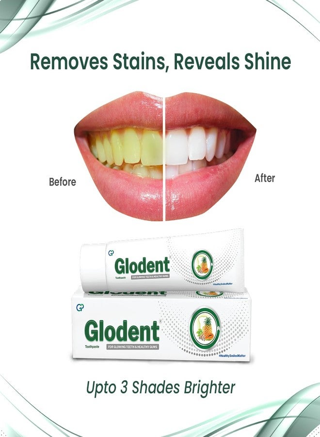 Glodent Teeth Whitening Toothpaste | Plaque Remover | Gum Care | Anticavity Tooth paste | Natural Xylitol Extracts, Neem, Pineapple, Papaya, and Miswak | Vegan-friendly Oral Care (Pack of 2) 70g each - Image 3